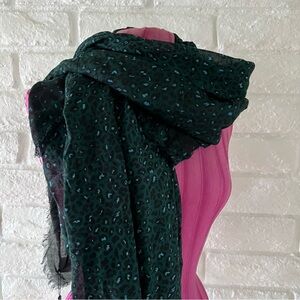 Repeat Cashmere Scarf Black Blue Green Forest NWT